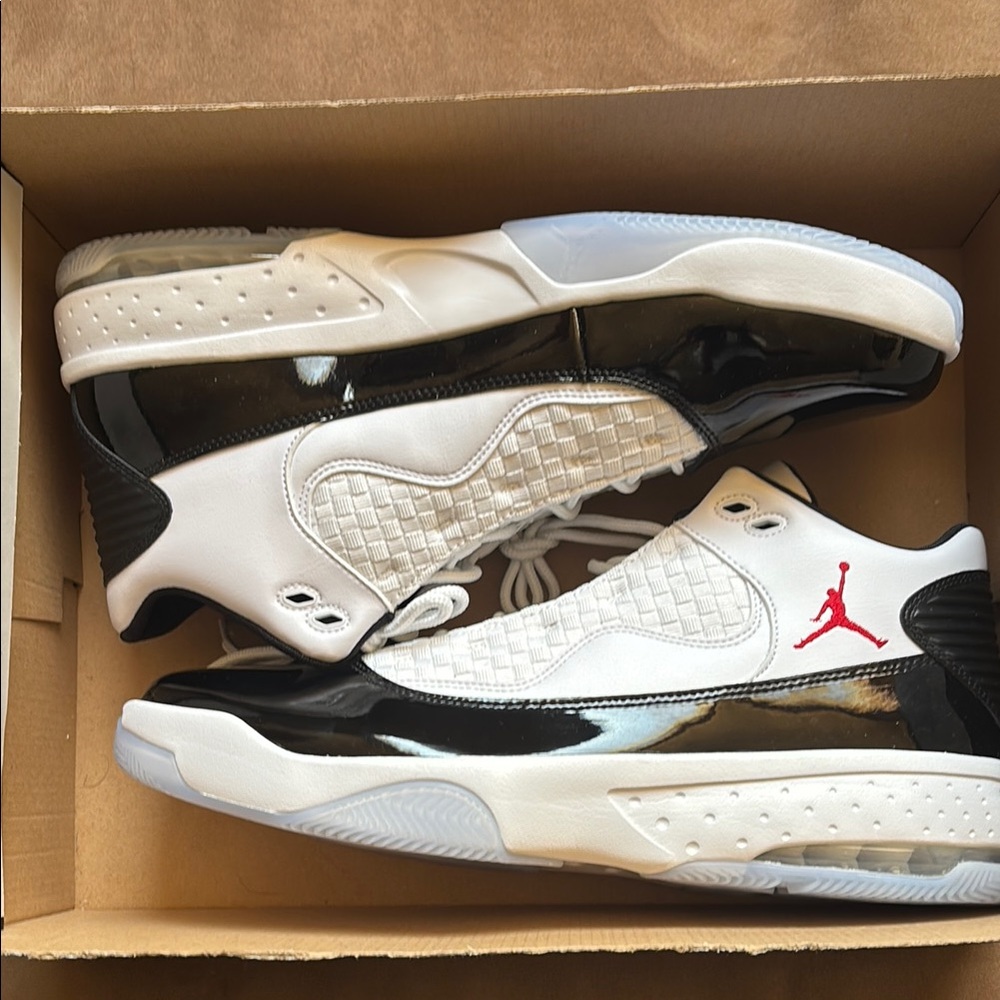 Jordan White and Black Sneakers with Textured Design